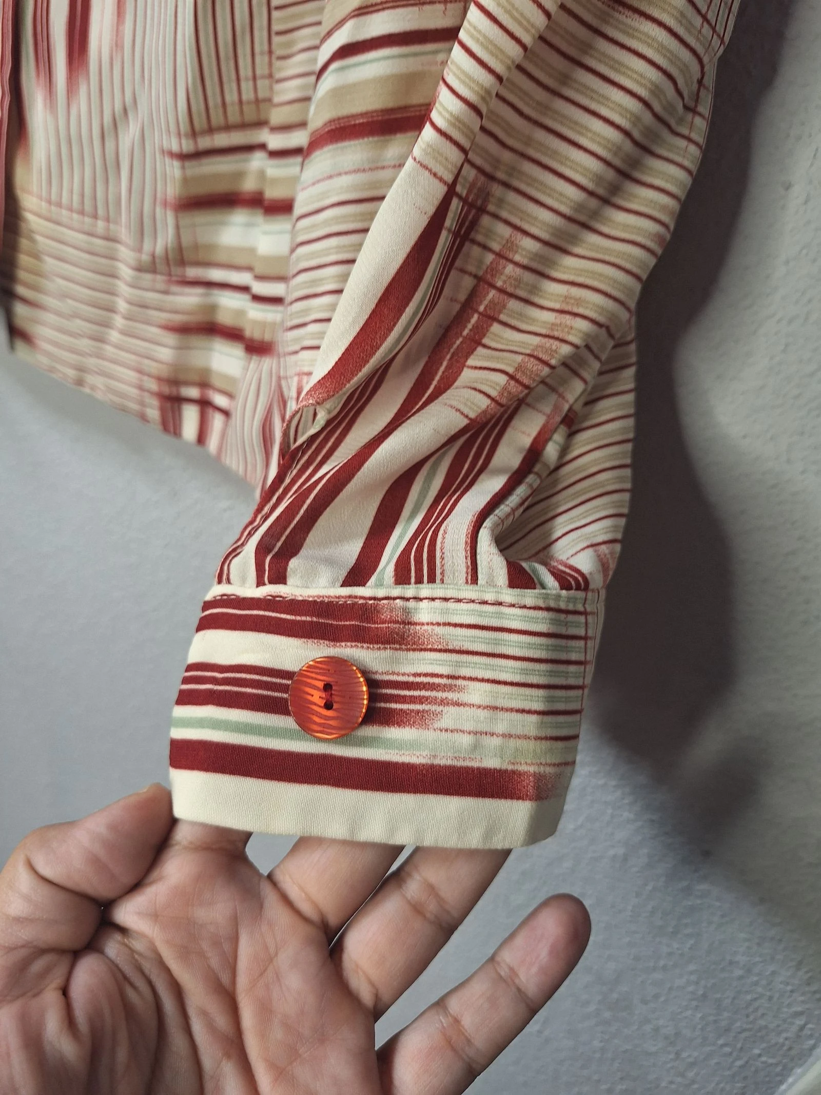 Vintage handmade maroon striped oversize L/XL shirt – photo 4